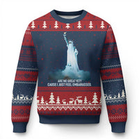 Statue of Liberty Ghost Ugly Christmas Sweater Are We Great Yet Cause I Just Feel Embarrased - Wonder Print Shop
