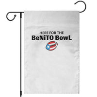 Here For The Benito Bowl Garden Flag Funny Puerto Rican Football Party Celebration