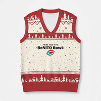 Here For The Benito Bowl V-Neck Knit Sweater Vest Funny Puerto Rican Football Party Celebration