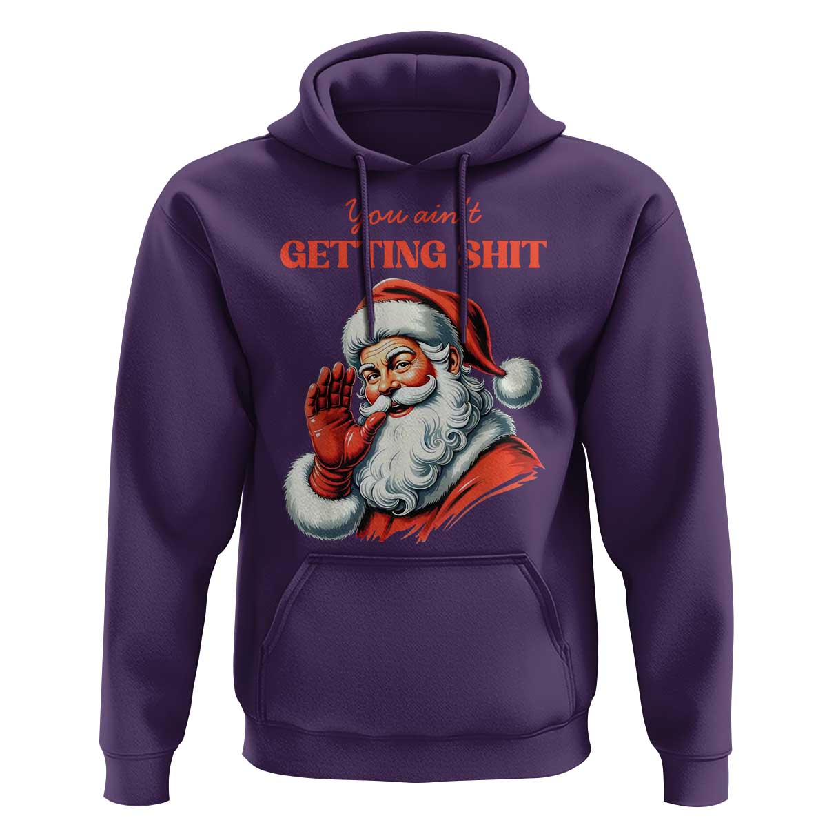 Funny Santa Hoodie You Ain't Getting Shit Retro