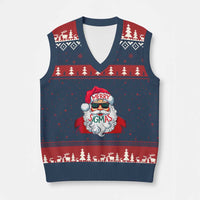 Funny Santa Rizz Xmas V-Neck Knit Sweater Vest Merry Rizzmas Sigmas Xmas Gen Alpha Middle School - Wonder Print Shop