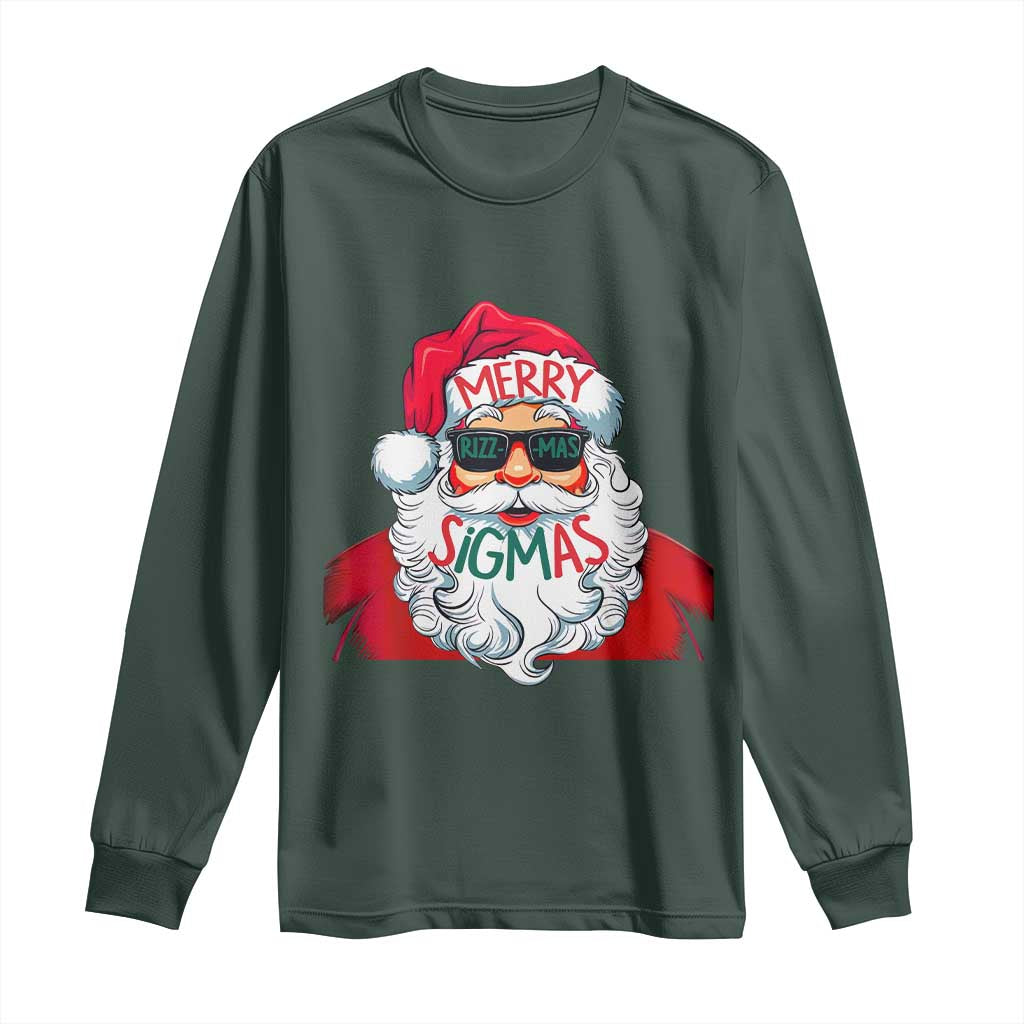 Funny Santa Rizz Christmas Long Sleeve Shirt Merry Rizzmas Sigmas Xmas Gen Alpha Middle School