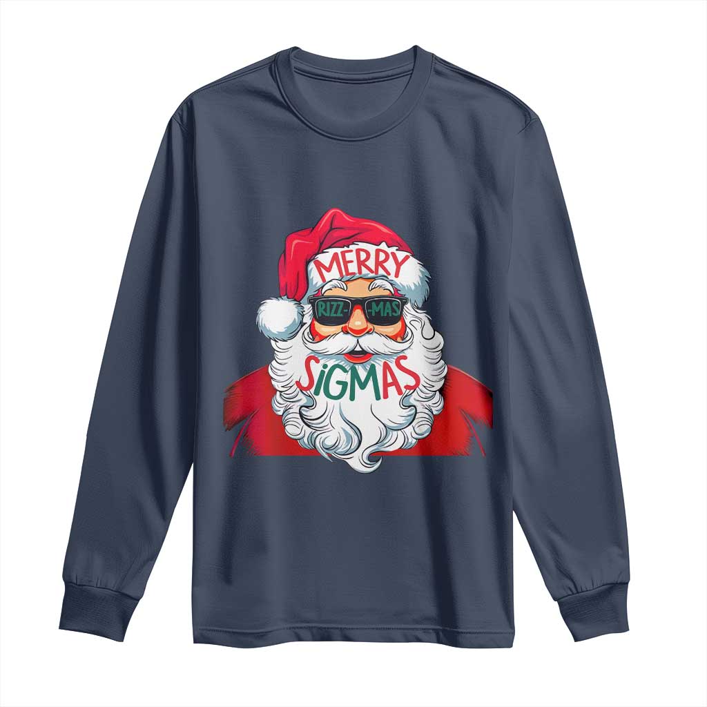 Funny Santa Rizz Christmas Long Sleeve Shirt Merry Rizzmas Sigmas Xmas Gen Alpha Middle School