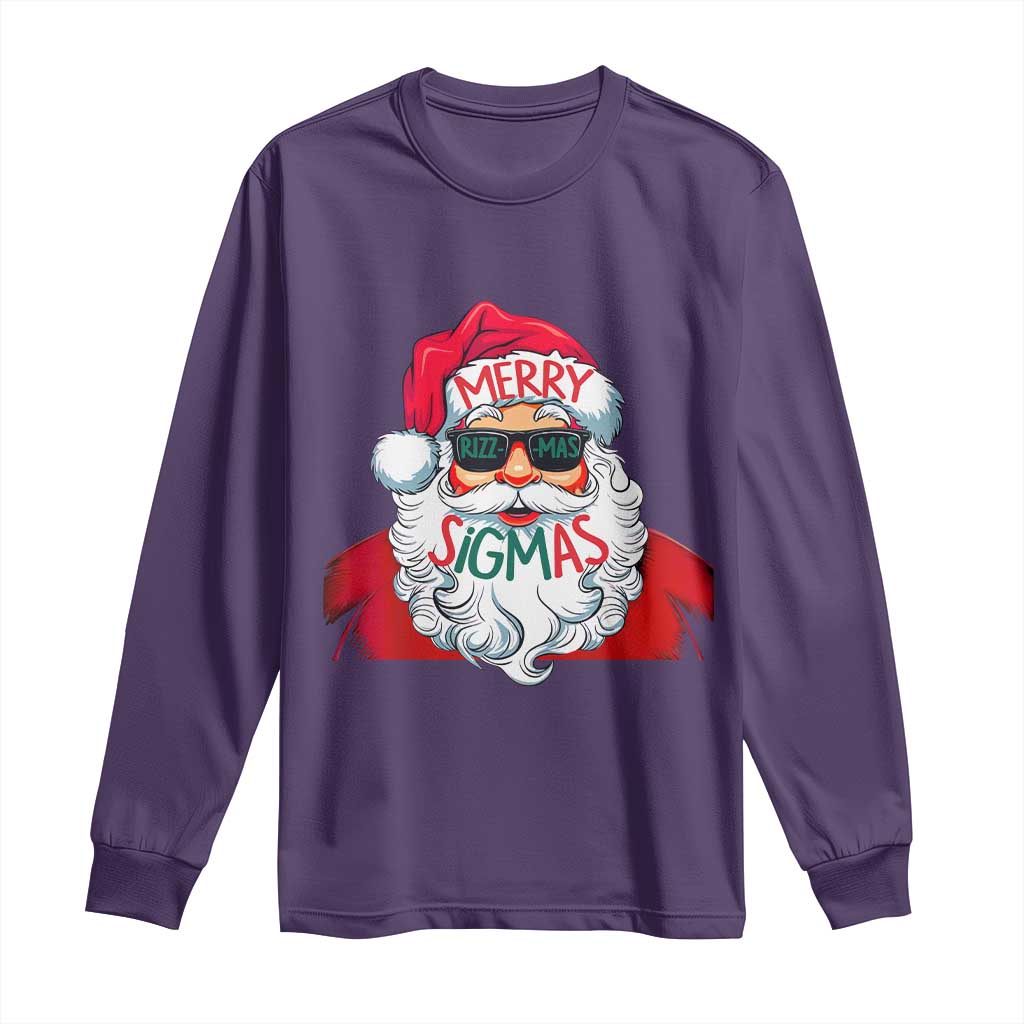 Funny Santa Rizz Christmas Long Sleeve Shirt Merry Rizzmas Sigmas Xmas Gen Alpha Middle School