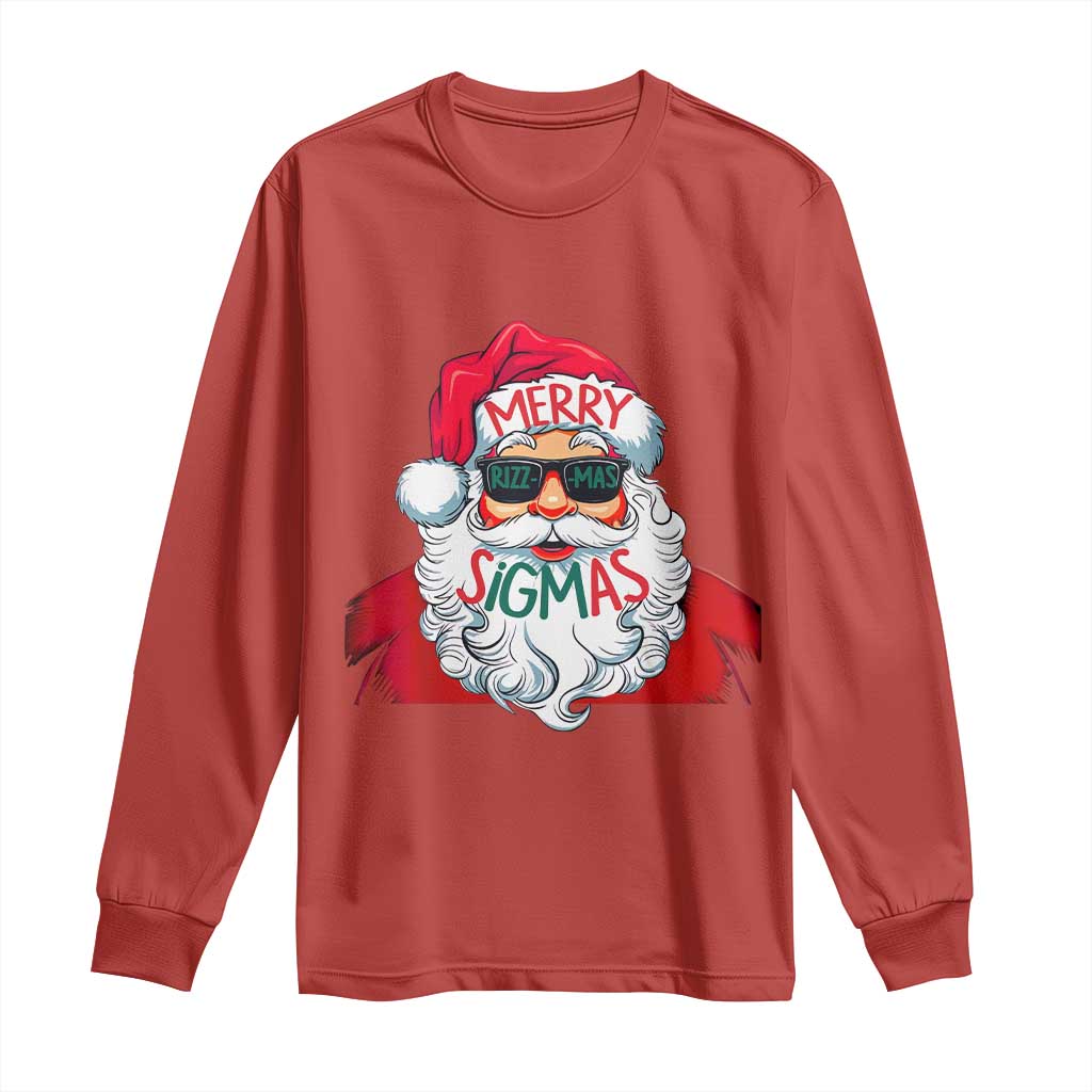 Funny Santa Rizz Christmas Long Sleeve Shirt Merry Rizzmas Sigmas Xmas Gen Alpha Middle School
