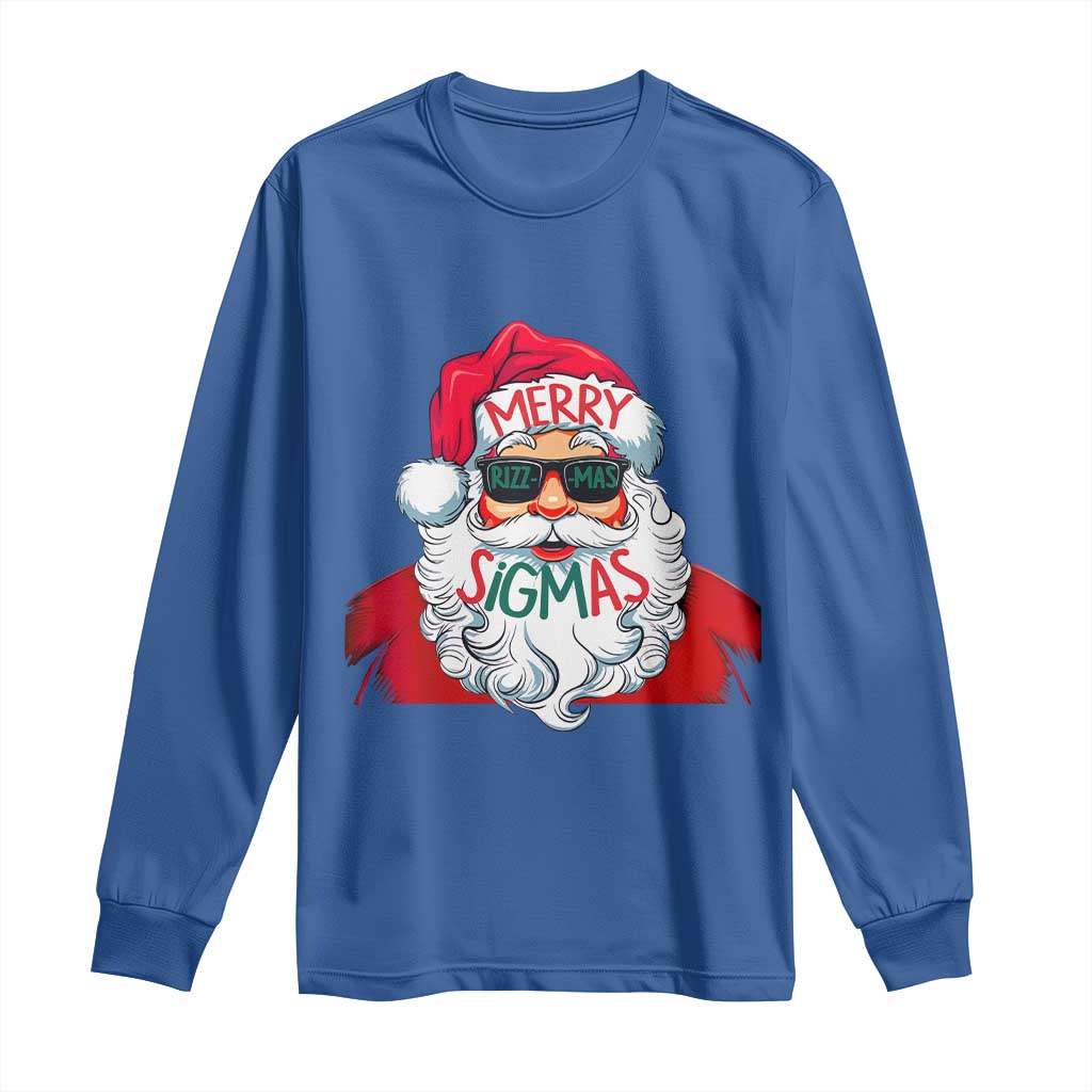 Funny Santa Rizz Christmas Long Sleeve Shirt Merry Rizzmas Sigmas Xmas Gen Alpha Middle School
