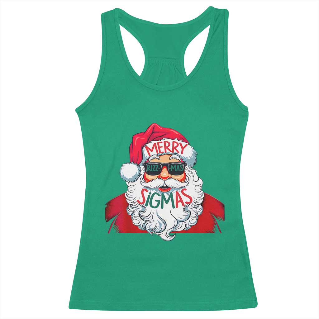 Funny Santa Rizz Christmas Racerback Tank Top Merry Rizzmas Sigmas Xmas Gen Alpha Middle School