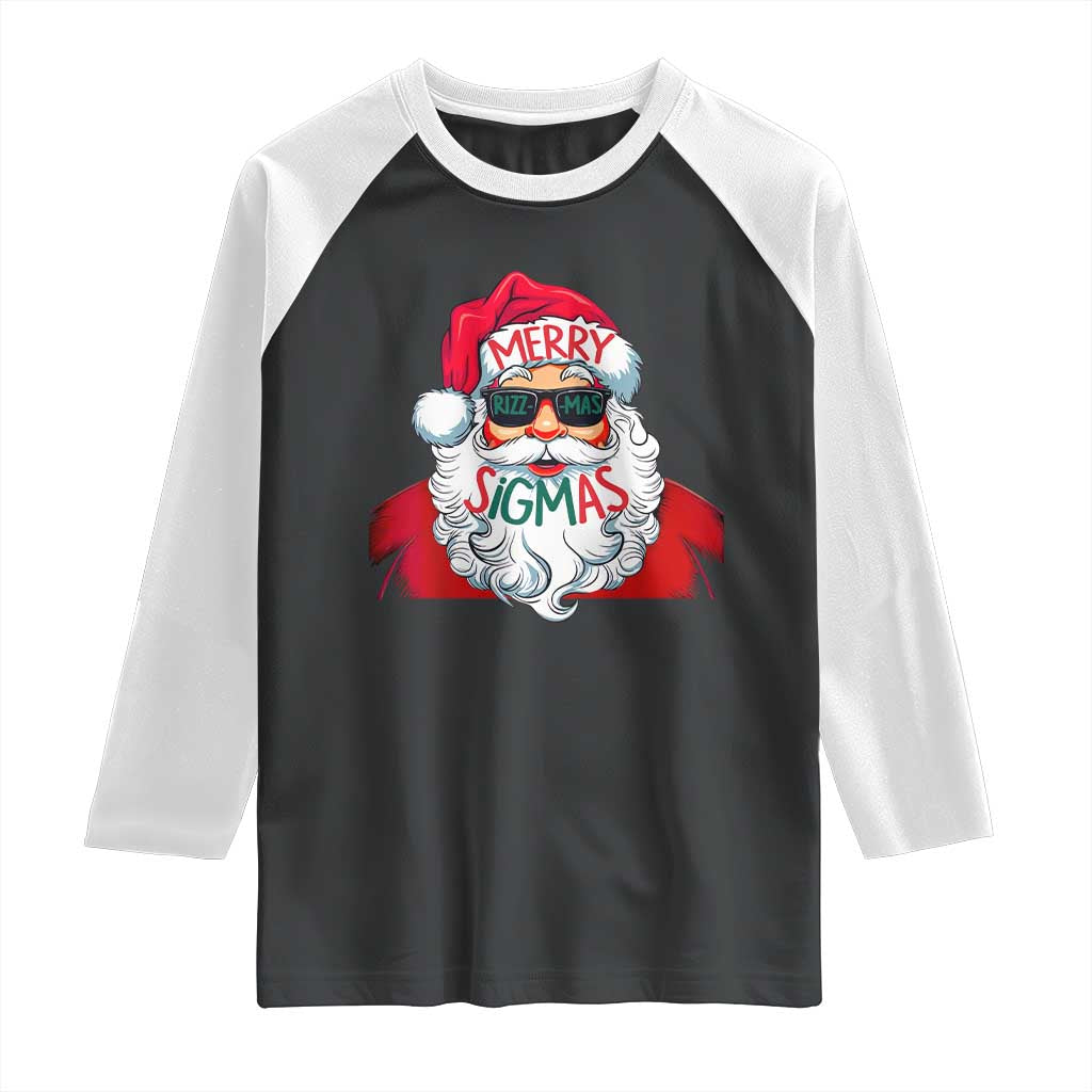 Funny Santa Rizz Christmas Raglan Shirt Merry Rizzmas Sigmas Xmas Gen Alpha Middle School