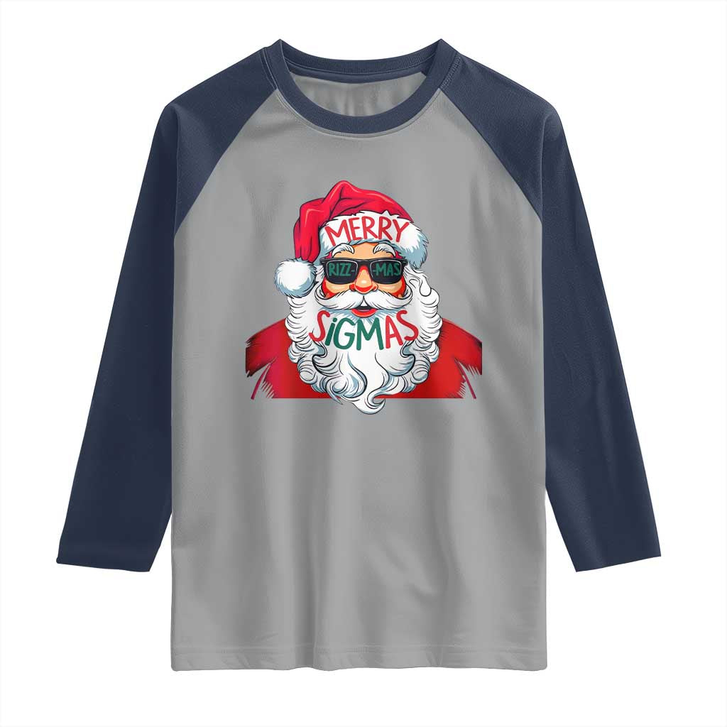 Funny Santa Rizz Christmas Raglan Shirt Merry Rizzmas Sigmas Xmas Gen Alpha Middle School
