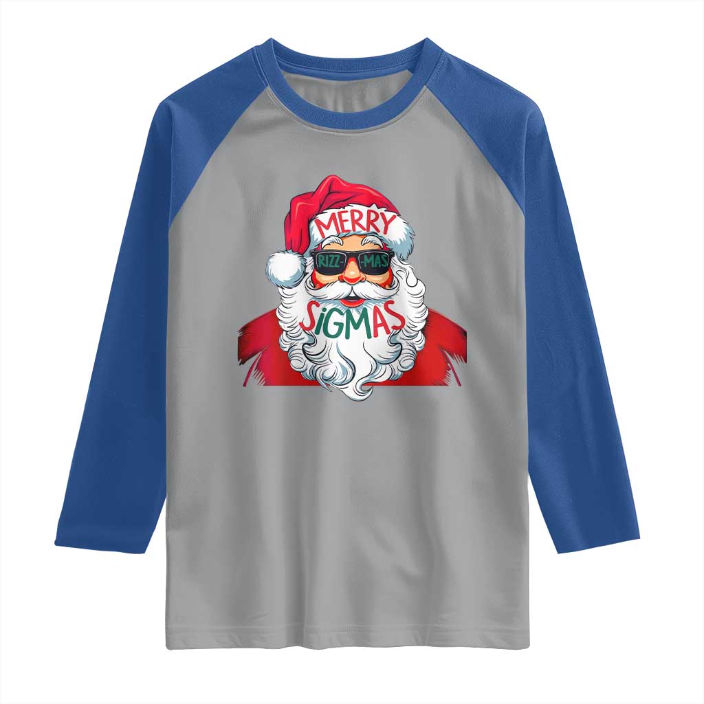 Funny Santa Rizz Christmas Raglan Shirt Merry Rizzmas Sigmas Xmas Gen Alpha Middle School