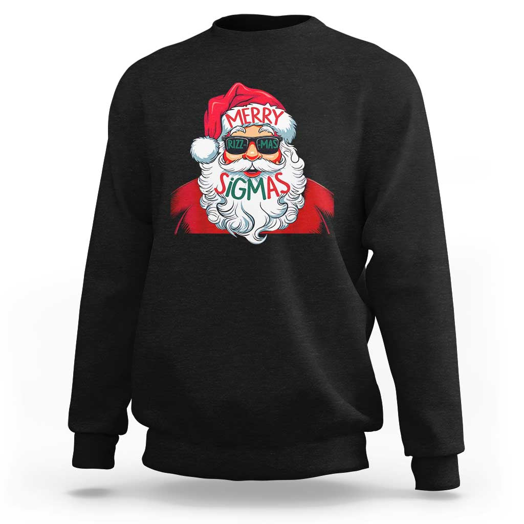 Funny Santa Rizz Christmas Sweatshirt Merry Rizzmas Sigmas Xmas Gen Alpha Middle School - Wonder Print Shop