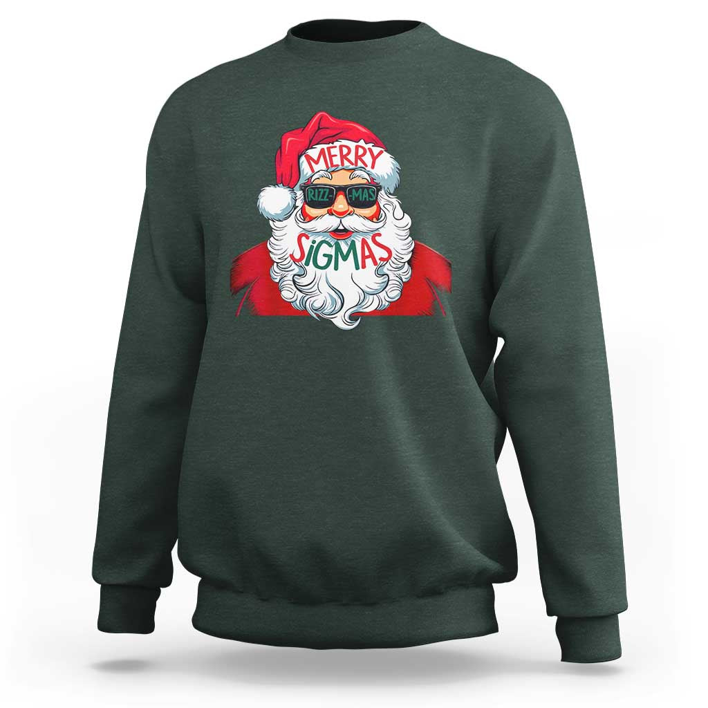 Funny Santa Rizz Christmas Sweatshirt Merry Rizzmas Sigmas Xmas Gen Alpha Middle School - Wonder Print Shop