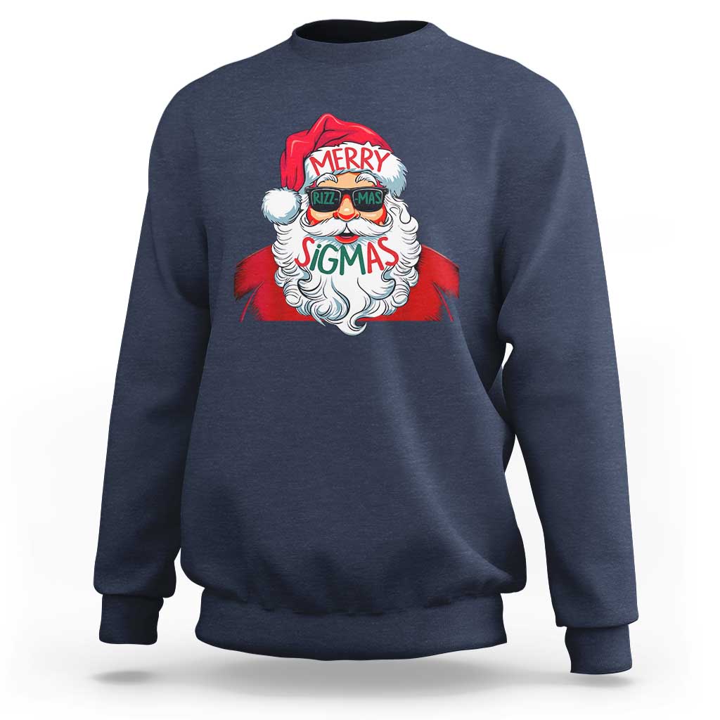 Funny Santa Rizz Christmas Sweatshirt Merry Rizzmas Sigmas Xmas Gen Alpha Middle School - Wonder Print Shop