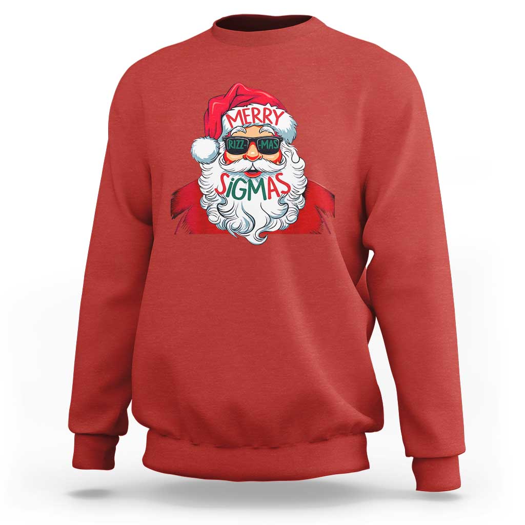 Funny Santa Rizz Christmas Sweatshirt Merry Rizzmas Sigmas Xmas Gen Alpha Middle School - Wonder Print Shop