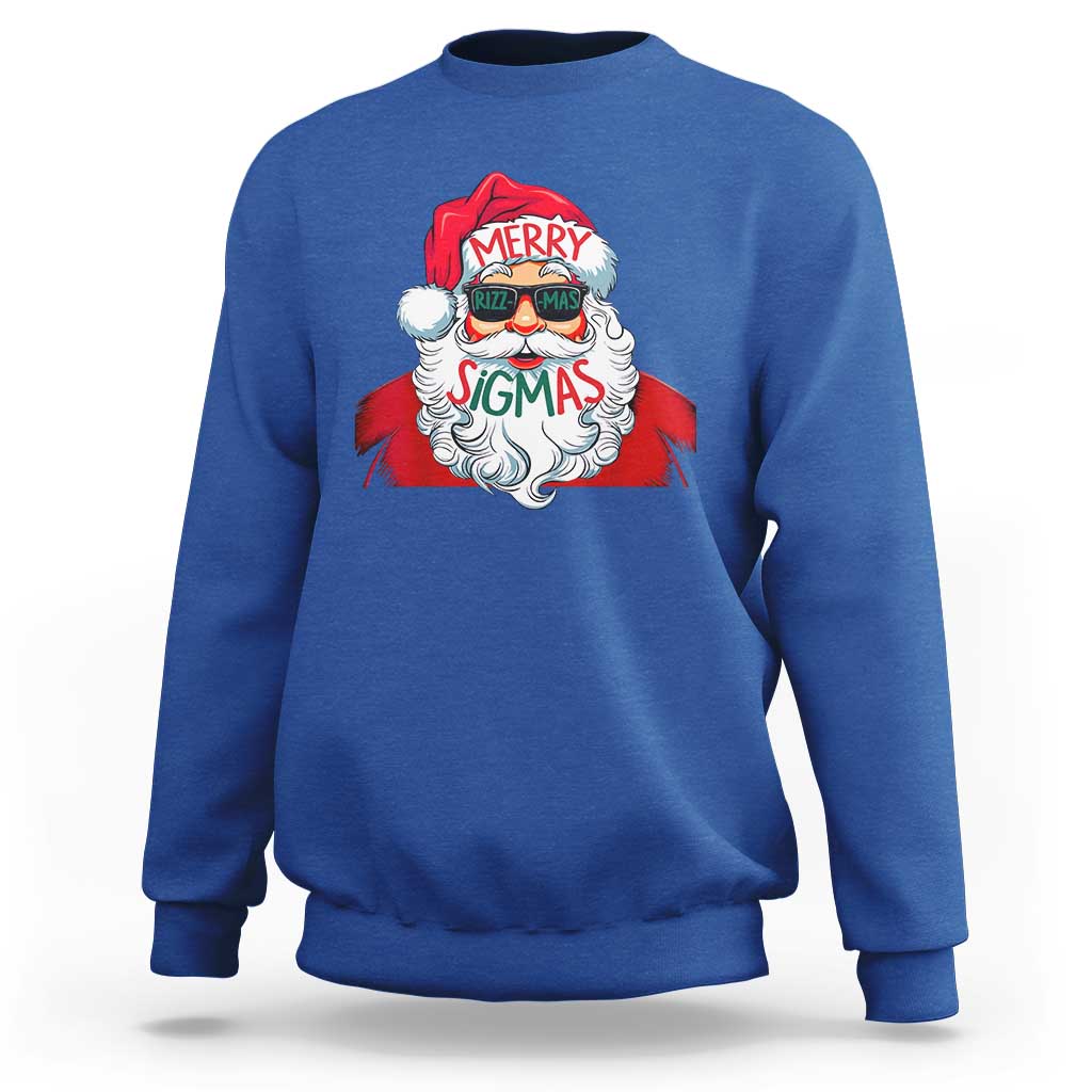 Funny Santa Rizz Christmas Sweatshirt Merry Rizzmas Sigmas Xmas Gen Alpha Middle School - Wonder Print Shop