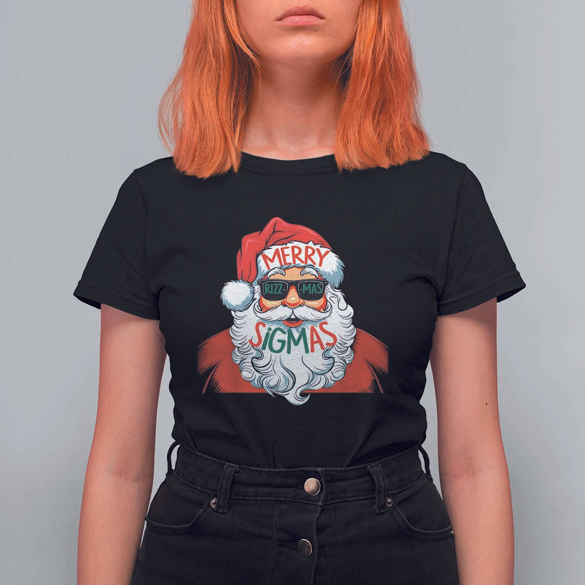 Funny Santa Rizz Christmas T Shirt For Women Merry Rizzmas Sigmas Xmas Gen Alpha Middle School - Wonder Print Shop