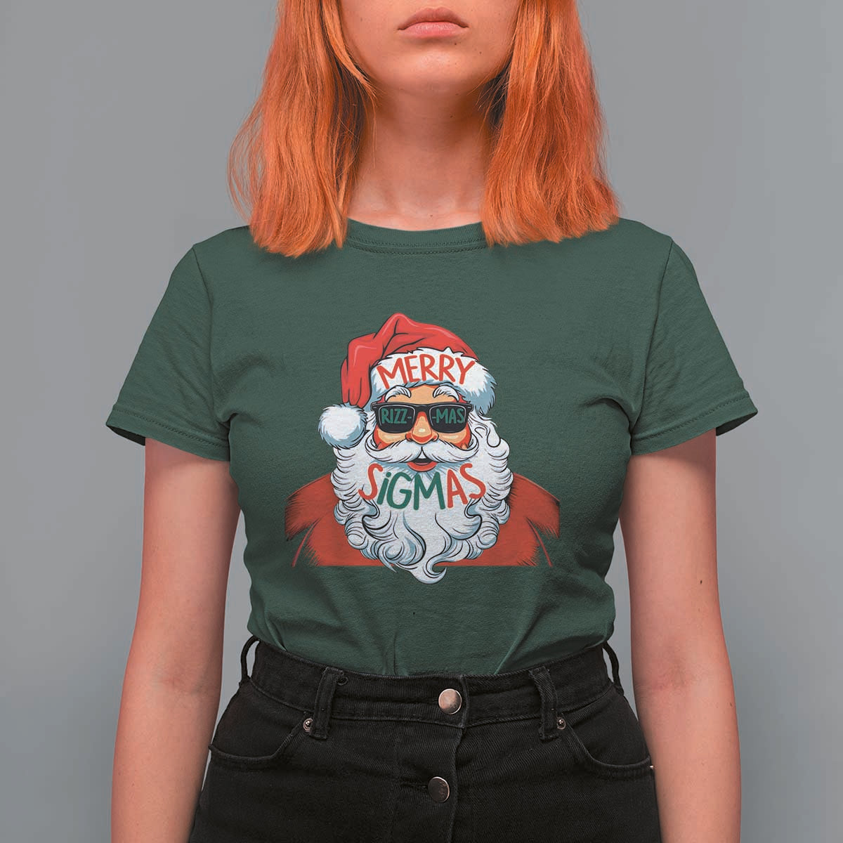 Funny Santa Rizz Christmas T Shirt For Women Merry Rizzmas Sigmas Xmas Gen Alpha Middle School - Wonder Print Shop