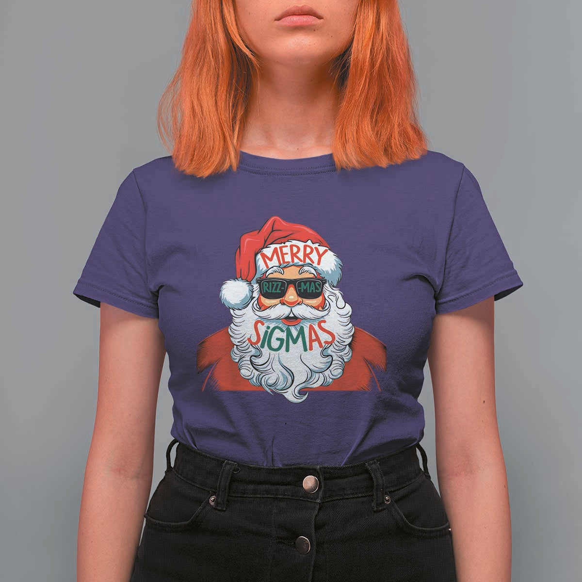 Funny Santa Rizz Christmas T Shirt For Women Merry Rizzmas Sigmas Xmas Gen Alpha Middle School - Wonder Print Shop