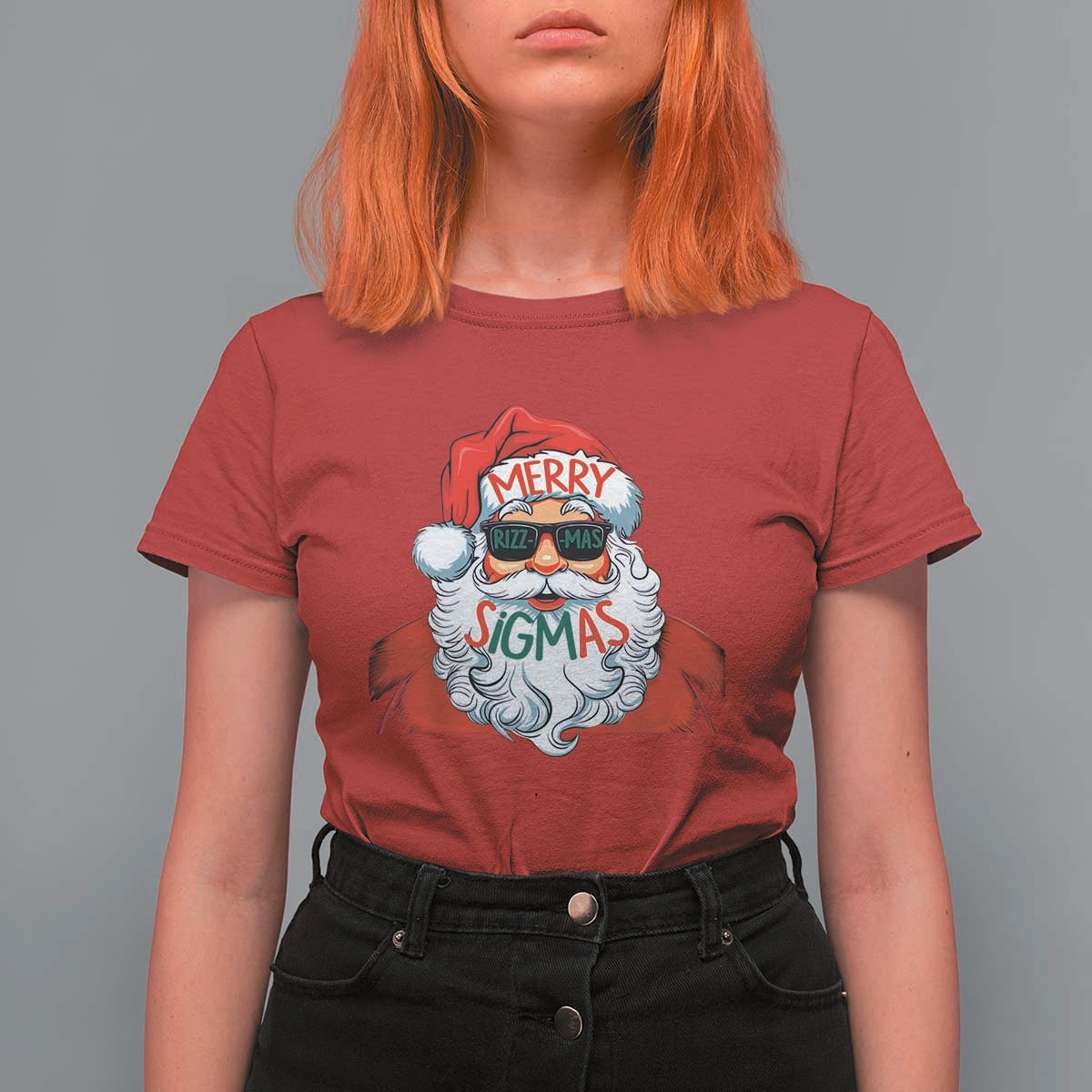 Funny Santa Rizz Christmas T Shirt For Women Merry Rizzmas Sigmas Xmas Gen Alpha Middle School - Wonder Print Shop