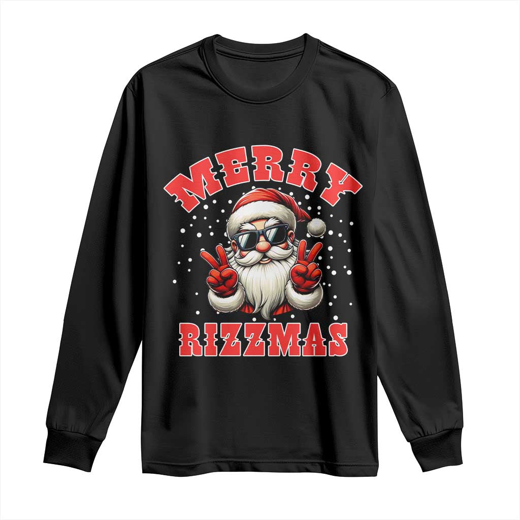 Funny Santa Rizz Christmas Long Sleeve Shirt Merry Rizzmas Claus Funny Xmas