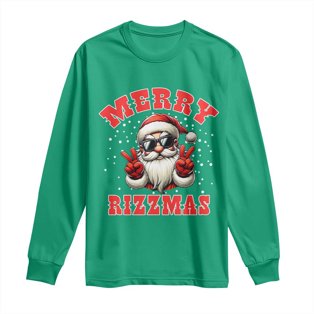 Funny Santa Rizz Christmas Long Sleeve Shirt Merry Rizzmas Claus Funny Xmas