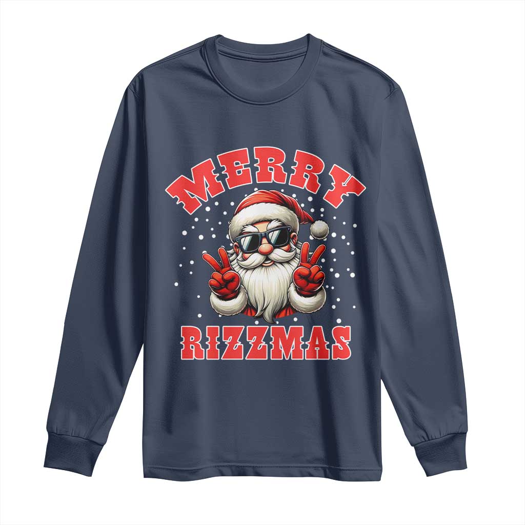 Funny Santa Rizz Christmas Long Sleeve Shirt Merry Rizzmas Claus Funny Xmas