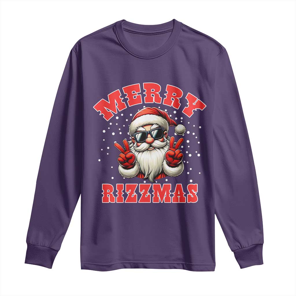 Funny Santa Rizz Christmas Long Sleeve Shirt Merry Rizzmas Claus Funny Xmas