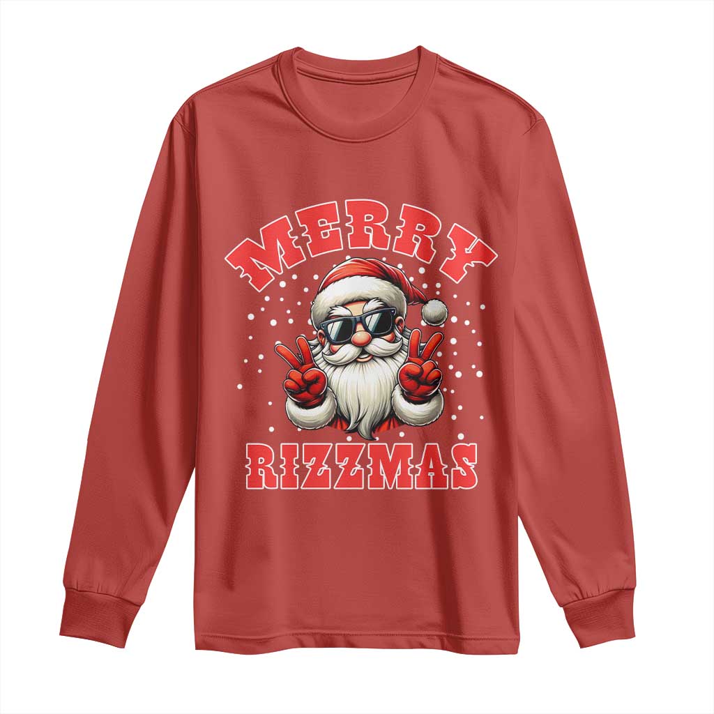 Funny Santa Rizz Christmas Long Sleeve Shirt Merry Rizzmas Claus Funny Xmas