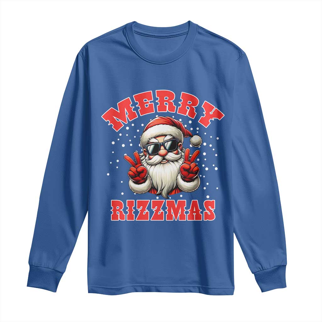 Funny Santa Rizz Christmas Long Sleeve Shirt Merry Rizzmas Claus Funny Xmas