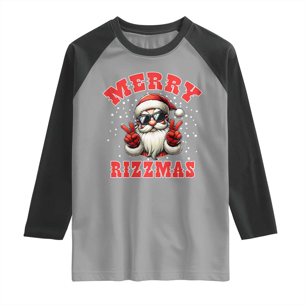 Funny Santa Rizz Christmas Raglan Shirt Merry Rizzmas Claus Funny Xmas
