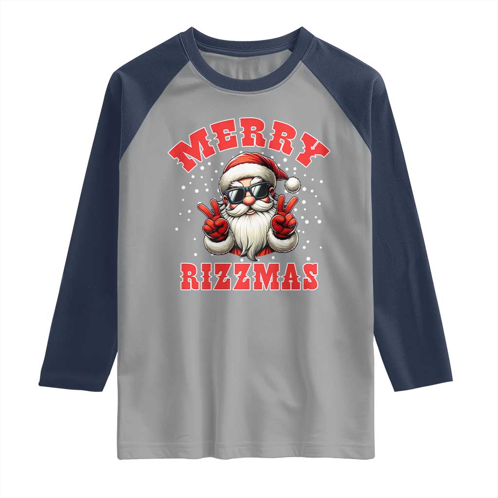 Funny Santa Rizz Christmas Raglan Shirt Merry Rizzmas Claus Funny Xmas