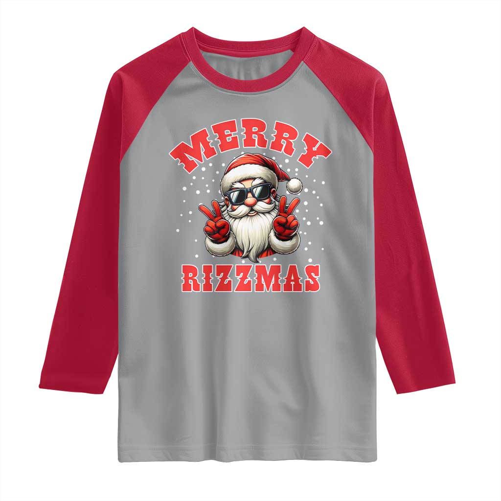 Funny Santa Rizz Christmas Raglan Shirt Merry Rizzmas Claus Funny Xmas