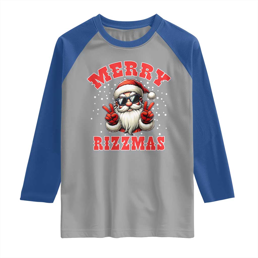 Funny Santa Rizz Christmas Raglan Shirt Merry Rizzmas Claus Funny Xmas