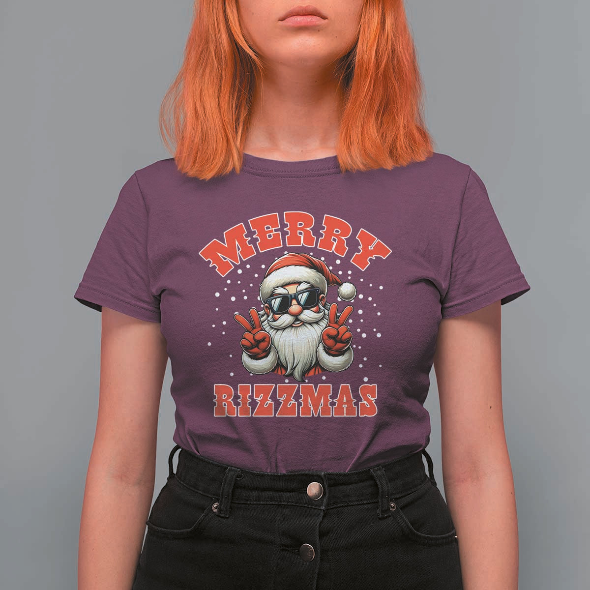Funny Santa Rizz Christmas T Shirt For Women Merry Rizzmas Claus Funny Xmas - Wonder Print Shop