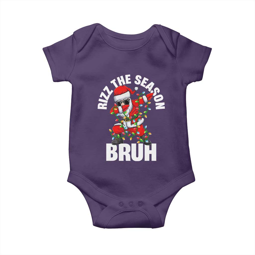 Funny Dabbing Santa Rizz Christmas Baby Onesie Rizz The Season Bruh Xmas Lights