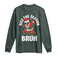 Funny Dabbing Santa Rizz Christmas Long Sleeve Shirt Rizz The Season Bruh Xmas Lights
