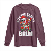 Funny Dabbing Santa Rizz Christmas Long Sleeve Shirt Rizz The Season Bruh Xmas Lights