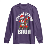 Funny Dabbing Santa Rizz Christmas Long Sleeve Shirt Rizz The Season Bruh Xmas Lights