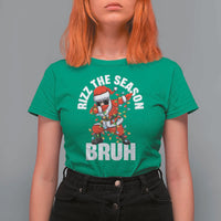 Funny Dabbing Santa Rizz Christmas T Shirt For Women Rizz The Season Bruh Xmas Lights - Wonder Print Shop