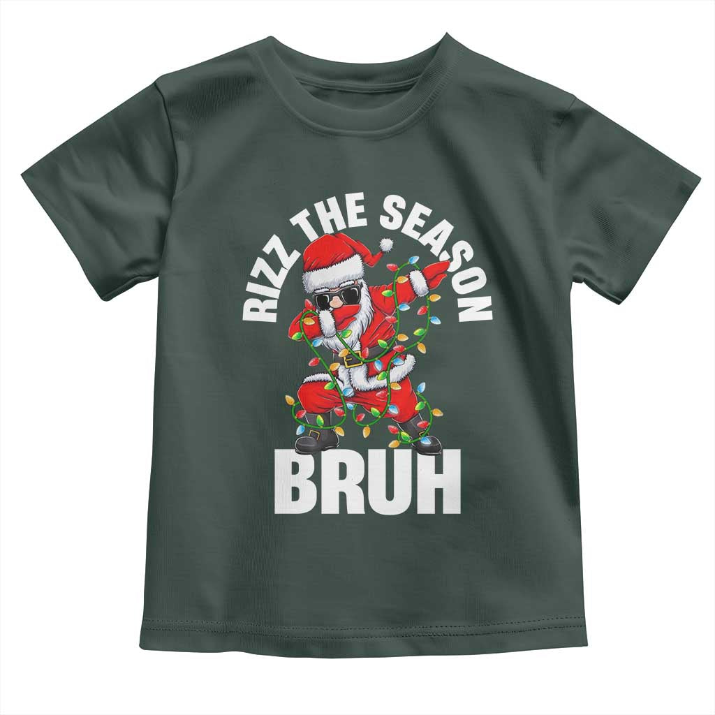 Funny Dabbing Santa Rizz Christmas Toddler T Shirt Rizz The Season Bruh Xmas Lights