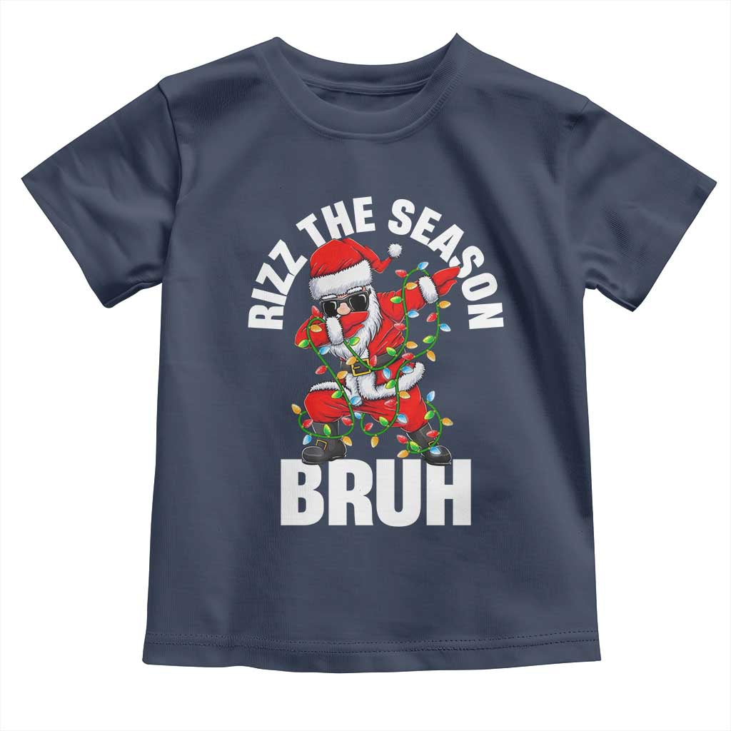 Funny Dabbing Santa Rizz Christmas Toddler T Shirt Rizz The Season Bruh Xmas Lights
