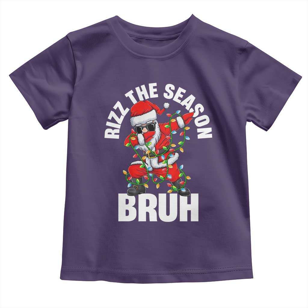 Funny Dabbing Santa Rizz Christmas Toddler T Shirt Rizz The Season Bruh Xmas Lights