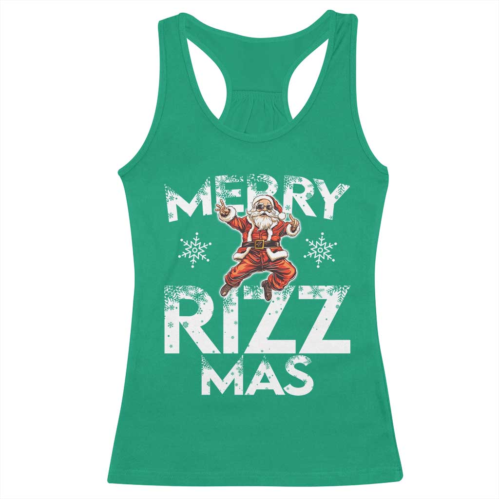 Funny Santa Rizz Christmas Racerback Tank Top Merry Rizz Mas Cool