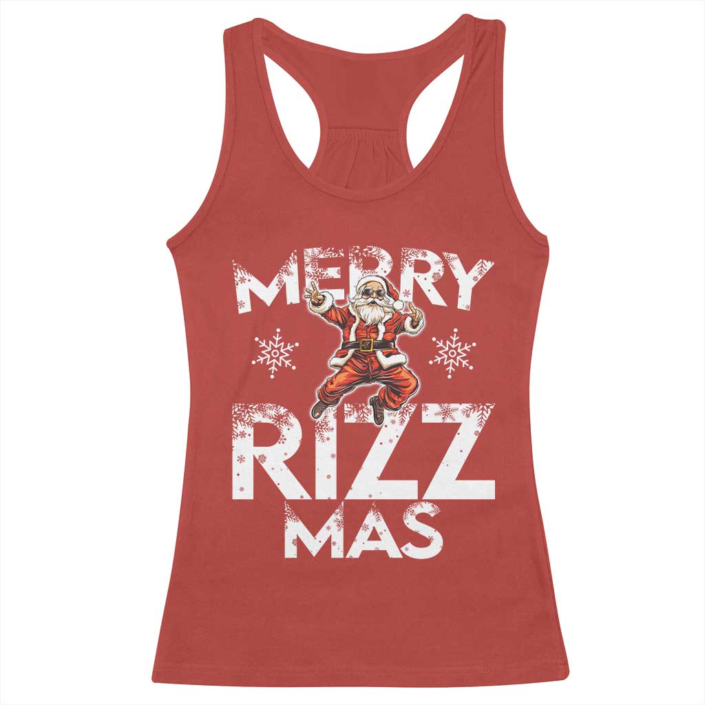 Funny Santa Rizz Christmas Racerback Tank Top Merry Rizz Mas Cool