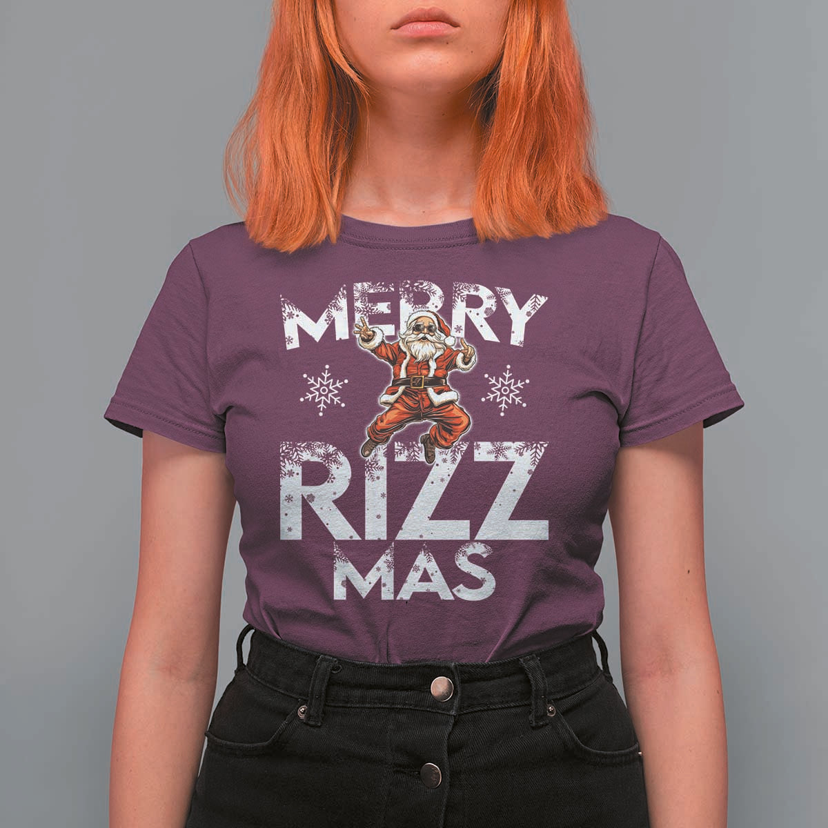 Funny Santa Rizz Christmas T Shirt For Women Merry Rizz Mas Cool - Wonder Print Shop