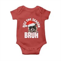 Funny Rizz Christmas Raccoon Baby Onesie Rizz The Season Bruh Santa Hat