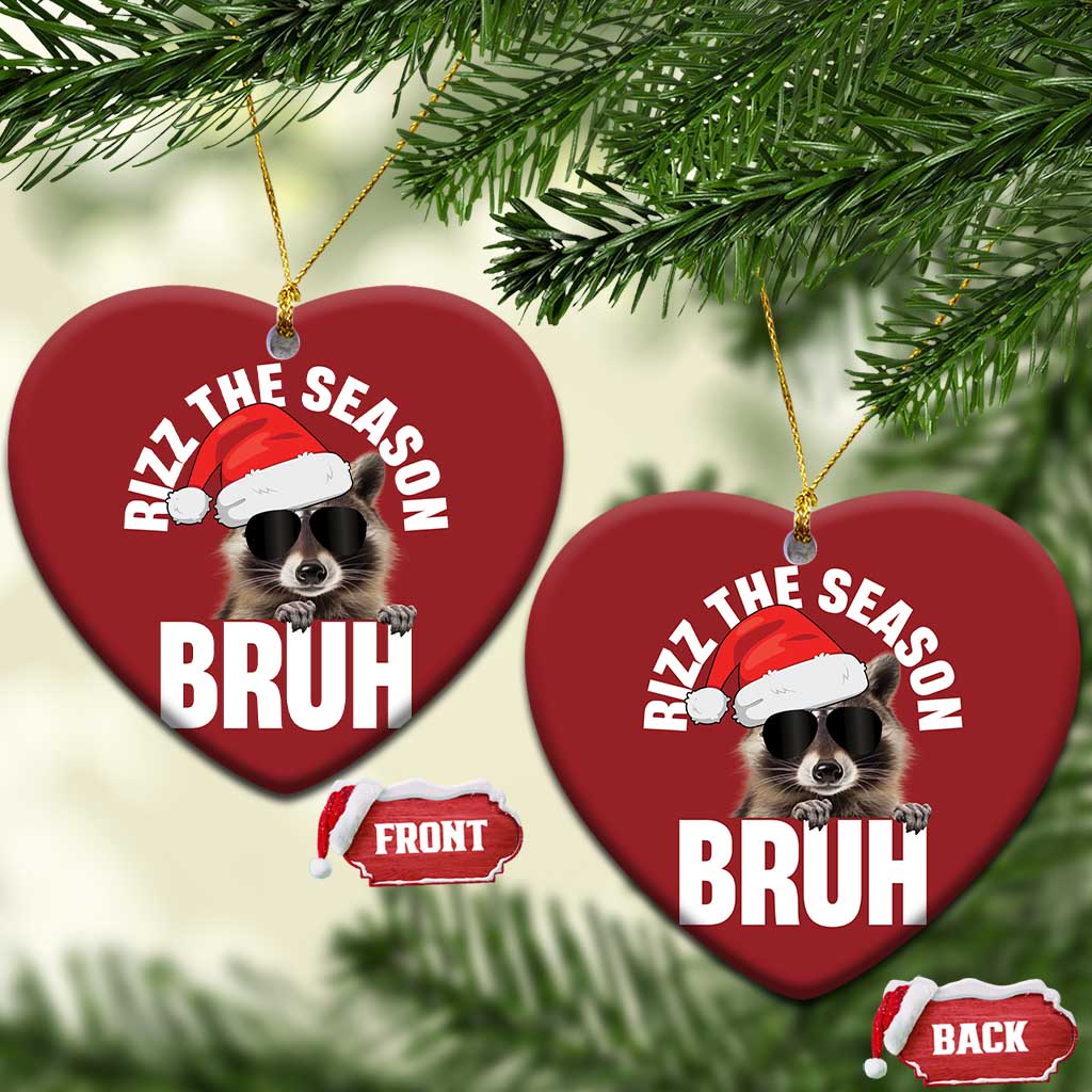 Funny Rizz Xmas Raccoon Christmas Ornament Rizz The Season Bruh Santa Hat - Wonder Print Shop