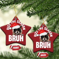 Funny Rizz Xmas Raccoon Christmas Ornament Rizz The Season Bruh Santa Hat - Wonder Print Shop