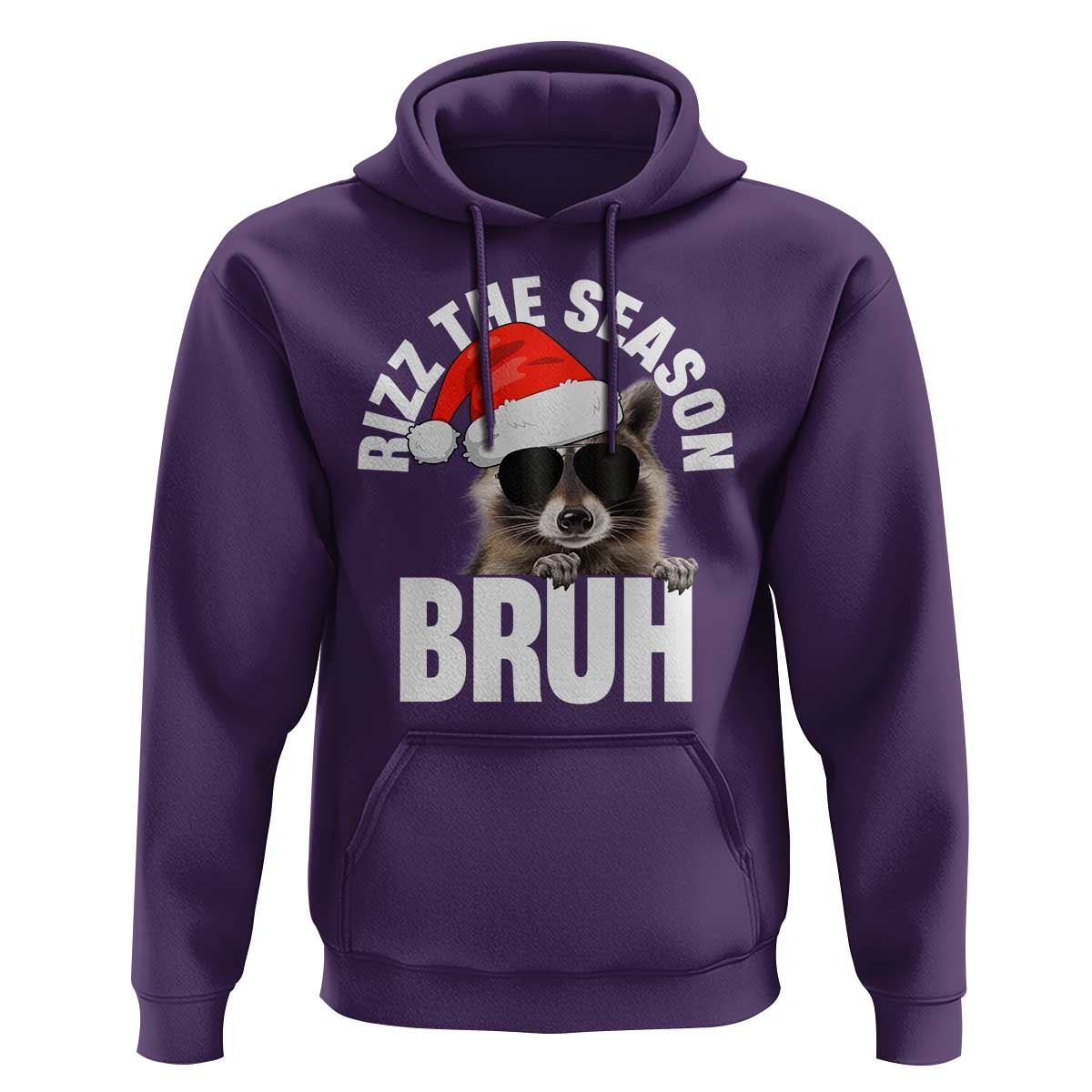 Funny Rizz Christmas Raccoon Hoodie Rizz The Season Bruh Santa Hat