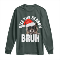 Funny Rizz Christmas Raccoon Long Sleeve Shirt Rizz The Season Bruh Santa Hat